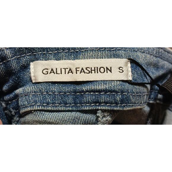 Galita Carefree Strapless Denim Top Faded Blue with Button Accents, Zipper Small - Picture 7 of 10